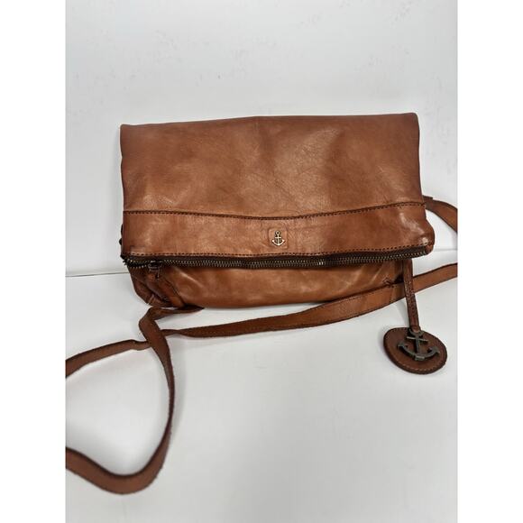 Harbour 2nd Anchor Love Leather Convertible Crossbody Flap Over Option Cognac - Picture 12 of 13